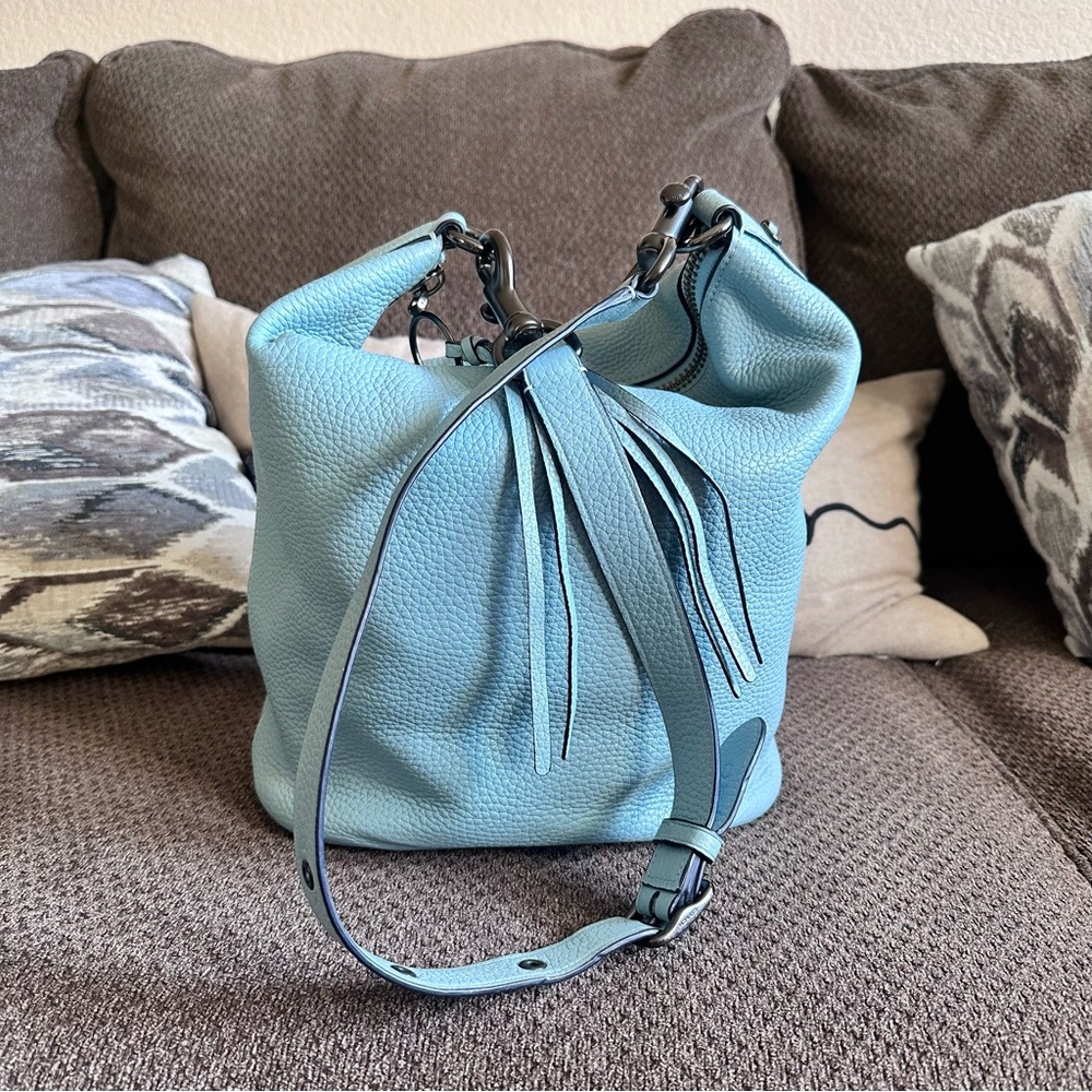 Coach Duffle Bag Archive 1941 Blue Pebbled Leather XL